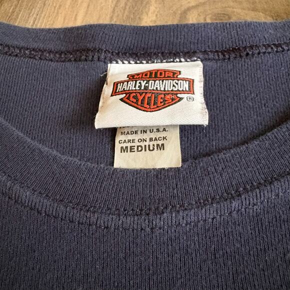 Vintage Harley Davidson Lightning T-Shirt Women's Size M Blue Motorcycle Tee Y2K - Picture 4 of 7